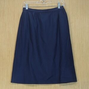 Vintage Pendleton Wool Skirt Navy Blue Midi‎ Old Money Preppy Fall Women's XS